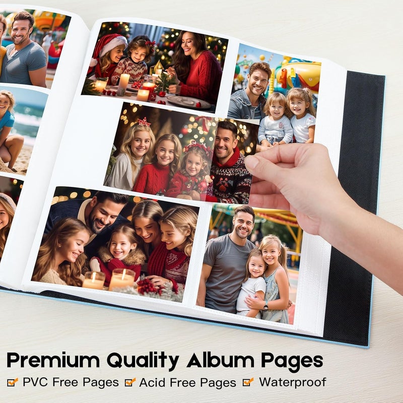 Aevdor 700 Pockets Photo Album 4x6, Extra Large Capacity Leather Cover Wedding Family Photo Albums Holds 700 Horizontal and Vertical Photos, Acid-free Pages 4x6 Photo Album with Front Window (Blue) - Image 4